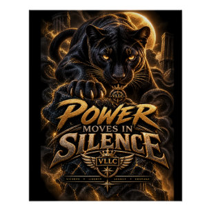 Póster VLLC Power Moves In Silence Black Panther Motivati