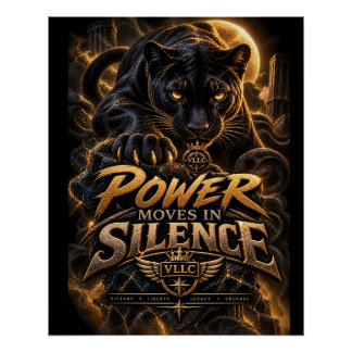 Póster VLLC Power Moves In Silence Black Panther Motivati