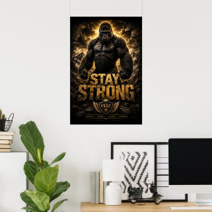 Póster VLLC Stay Strong Bodybuilding Silverback Gorilla G