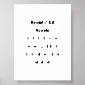 Póster Vocas hangul / 한 글 모 음