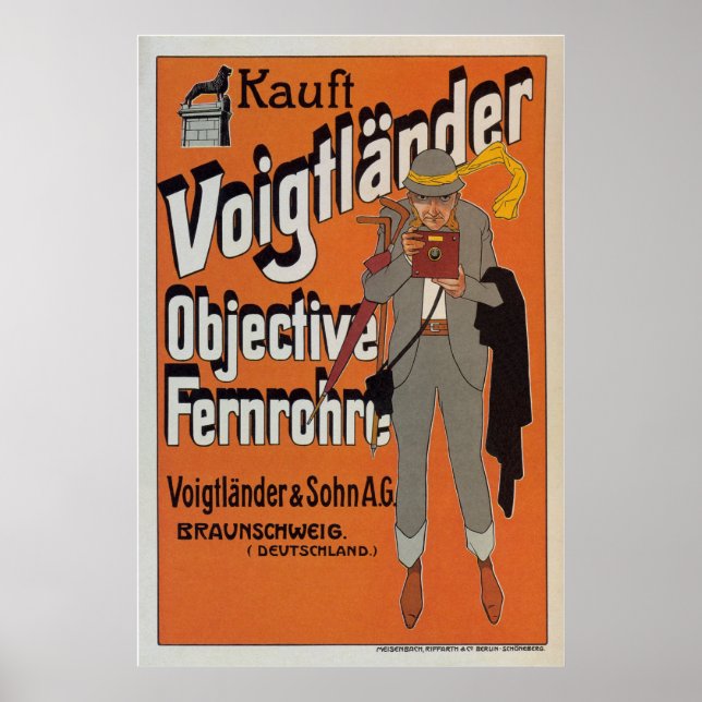 Póster Voigtlander Objetivo Fernrohre ~Anuncio de cámara  (Frente)