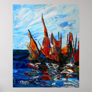 Póster Voiliers au port a bainet 2009