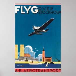 Póster Volando sobre Estocolmo, AB Aerotransporte