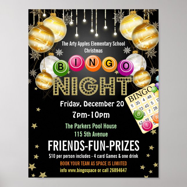 Póster Volante Bingo Night de navidades (Frente)