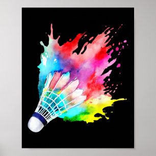 Póster Volante de bádminton acuarela regalo de jugador ar