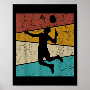 Póster Volante de bádminton divertido vintage retro para 