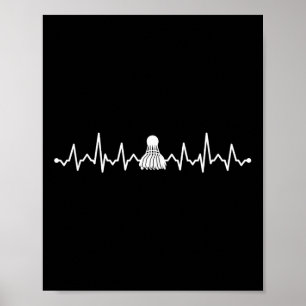Póster Volante de bádminton latido del corazón diseño gen
