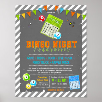 Póster Volante de bingo editable para recaudación de fond