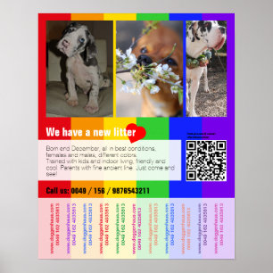 Póster Volante de cachorro en venta con código QR