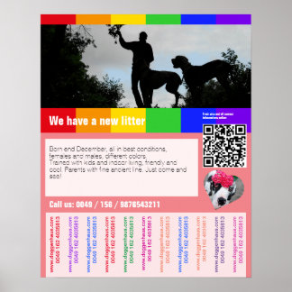 Póster Volante de cachorro en venta con código QR