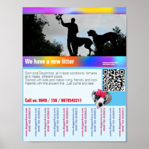 Póster Volante de cachorros en venta con código QR