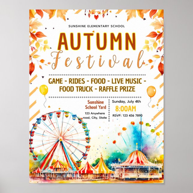 Póster Volante de carnaval de otoño editable (Frente)