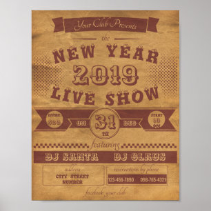 Póster Volante de Fiesta de Año Nuevo