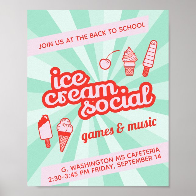 Póster Volante de Fiesta social de Ice Cream (Frente)