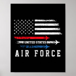 Póster Volante de la Fuerza Aérea Blanca Roja Orgulloso d