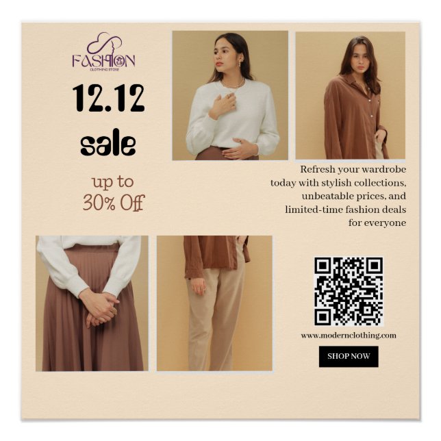 Póster Volante de la venta de moda 12.12 hasta un 30% de  (Anverso)