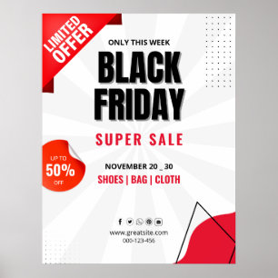 Póster Volante de oferta del Viernes Negro, cartel de ofe