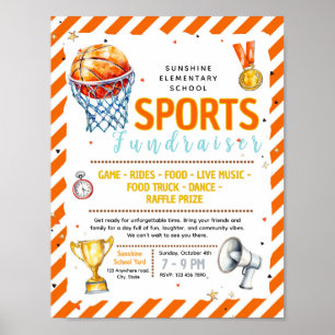 Póster Volante de recaudación de fondos de baloncesto edi
