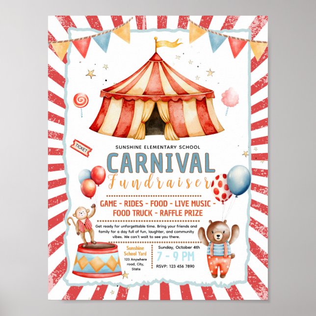 Póster Volante de recaudación de fondos de carnaval de ci (Frente)