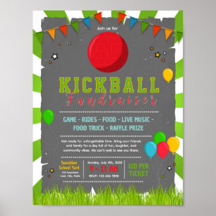 Póster volante de recaudación de fondos de kickball edita