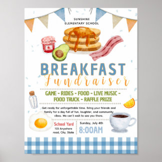 Póster Volante de recaudación de fondos para desayuno edi