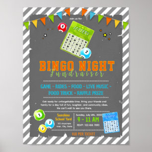 Póster Volante de rifa de bingo editable