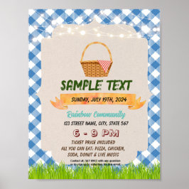 Póster Volante de temas de picnic de Gingham