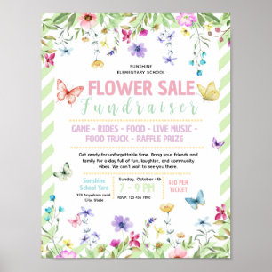 Póster Volante de venta de flores editable para recaudaci