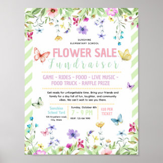 Póster Volante de venta de flores editable para recaudaci