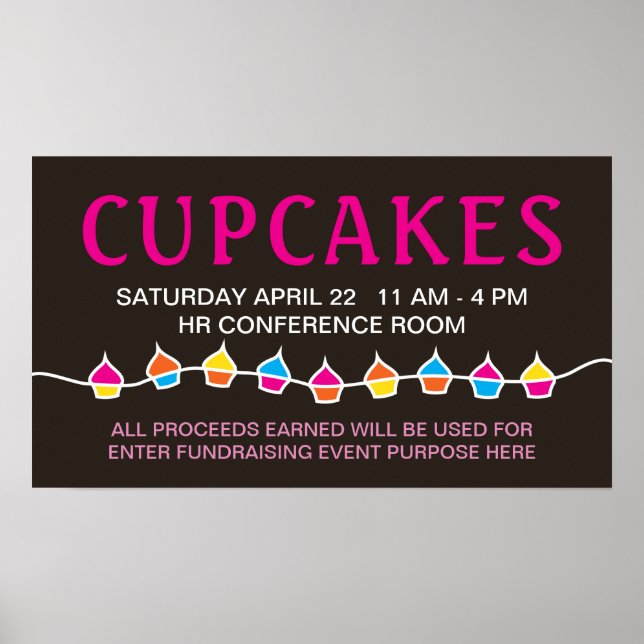 Póster Volante de venta de hormigón CUPCAKE (Frente)