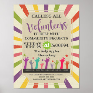 Póster volante de voluntarios de la comunidad, carnaval d