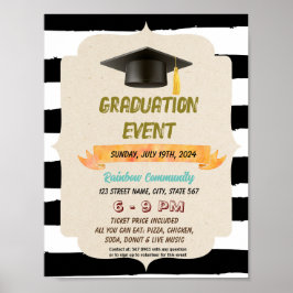 Póster Volante del fiesta de eventos del gorra de graduac