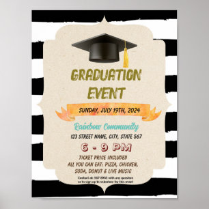 Póster Volante del fiesta de eventos del gorra de graduac