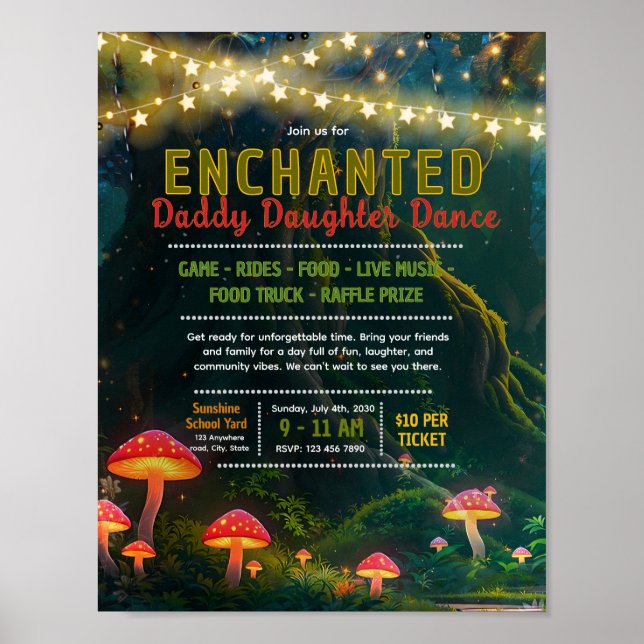 Póster Volante editable de baile encantado de padre e hij (Frente)