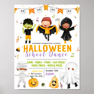 Póster Volante editable de baile escolar de Halloween