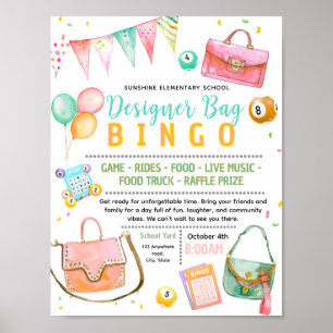 Póster Volante editable de bingo de bolso de diseñador pa