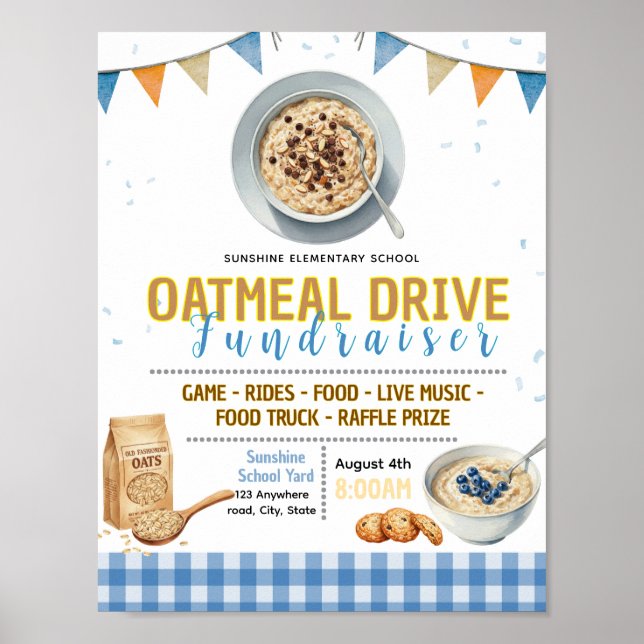 Póster Volante editable de campaña de avena para recaudac (Frente)