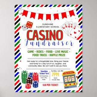 Póster Volante editable de casino para recaudación de fon
