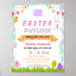 Póster Volante editable de Easter potluck