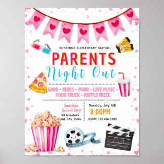 Póster Volante editable de noche de padres de San Valentí