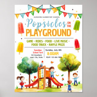 Póster Volante editable de patio de juegos de paleta