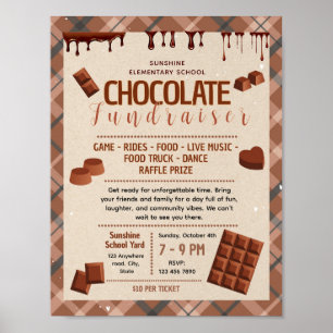 Póster Volante editable de recaudación de fondos de choco