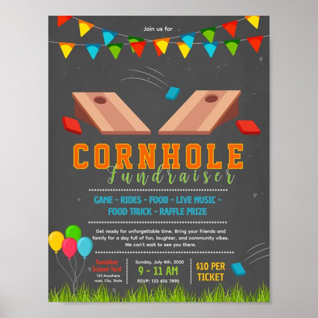 Póster Volante editable de recaudación de fondos de cornh (Frente)