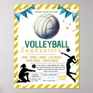 Póster Volante editable de recaudación de fondos de volei