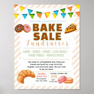 Póster Volante editable de venta de pasteles para recauda