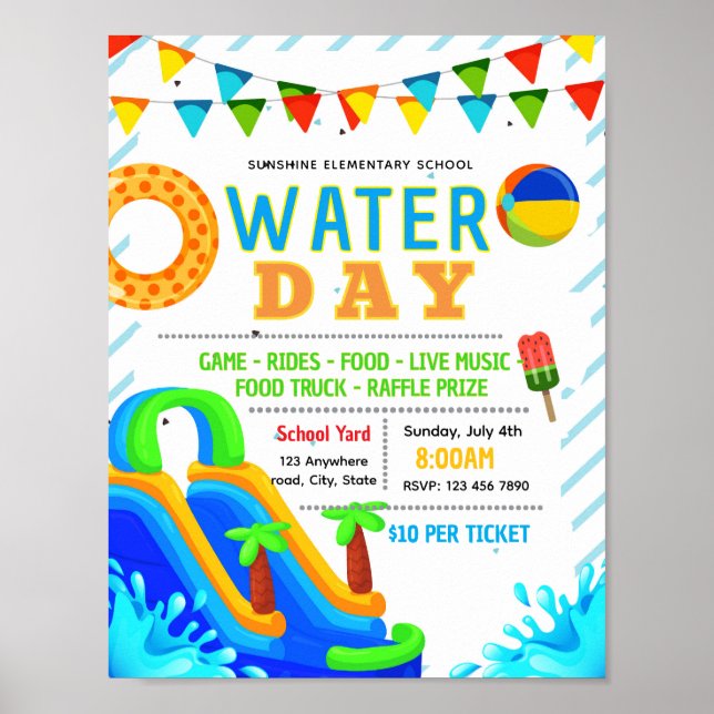 Póster Volante editable del día del agua (Frente)