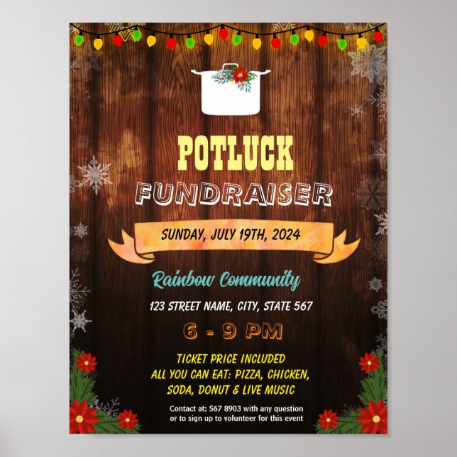 Póster Volante editable del evento Navidades potluck (Frente)