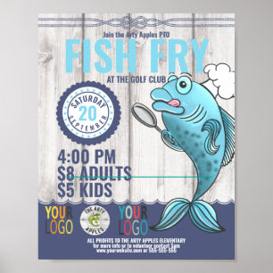 Póster Volante para recaudar fondos de pesca, invitación 