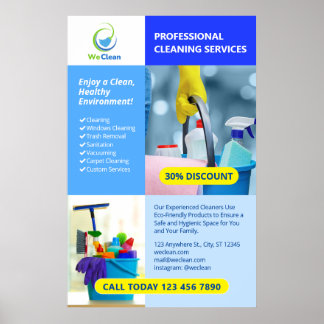 Póster Volante profesional de servicios de limpieza