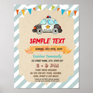 Póster Volante temático de la policía cubana